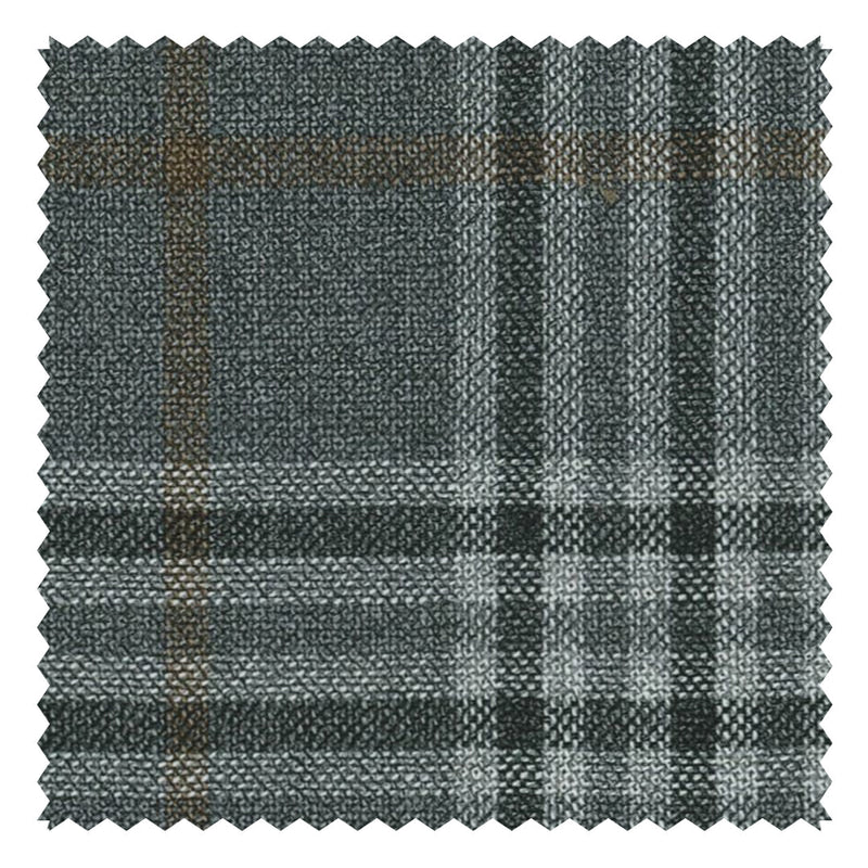 Grey Check With Large Brown Windowpane 4 Ply "Airesco" Suiting