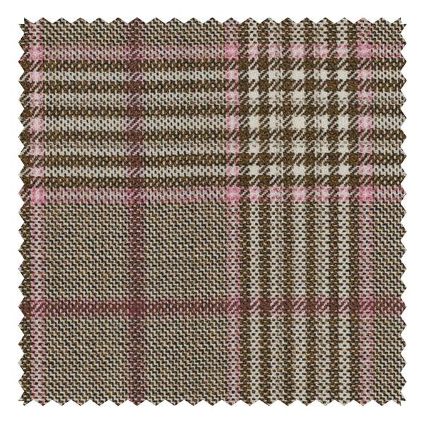 Tan/Brown Glen Check (Plaid) Fancy With Plum Decoration "Crystal Springs" Jacketing