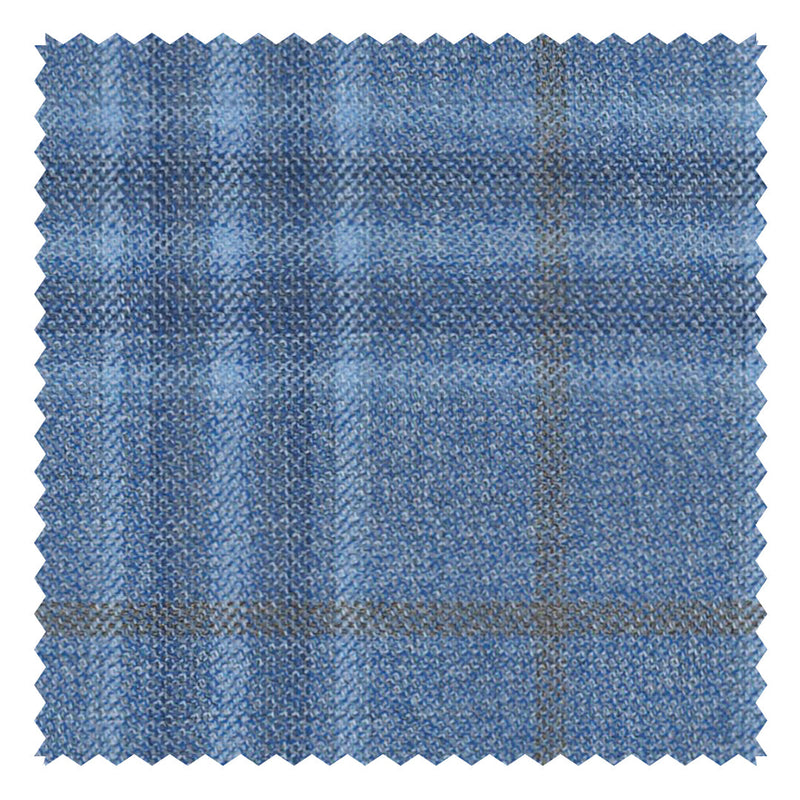 Blue Block Check (Plaid) With Antique Gold Windowpane "Crystal Springs" Jacketing