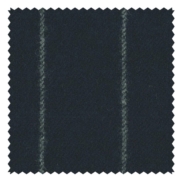 Navy Wide Chalk Stripe "Classic Woollen Flannel"
