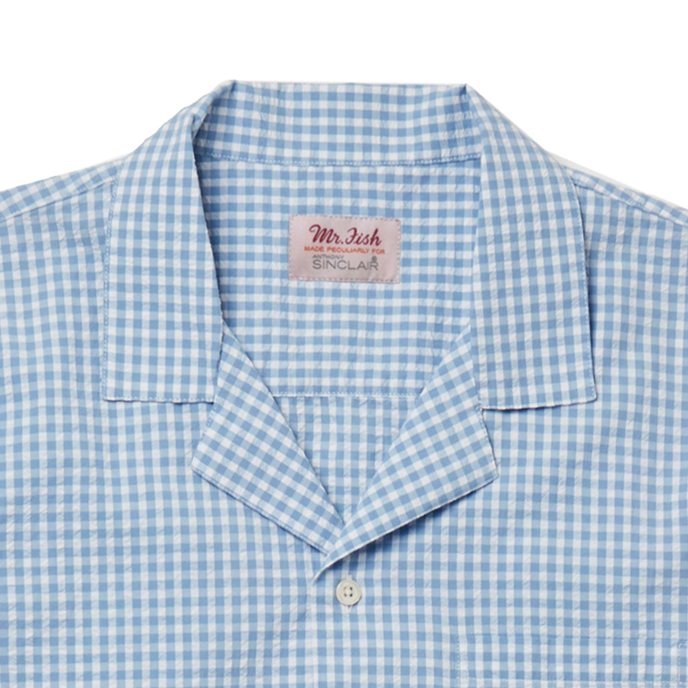 Blue Gingham Seersucker Camp Collar Shirt – Mason & Sons US