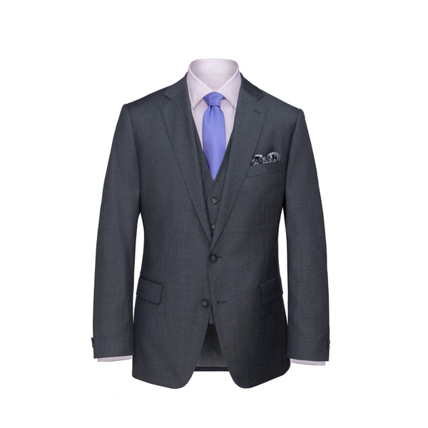 Three-Piece Dark Grey Twill Suit
