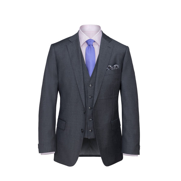 Three-Piece Dark Grey Twill Suit
