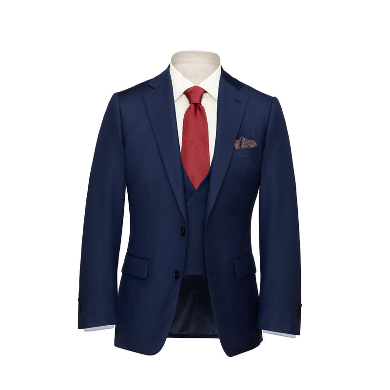 Three-Piece Navy Twill Suit with DB Waistcoat