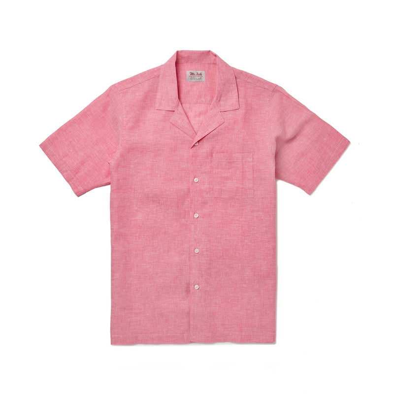 Pink Linen Camp Collar Shirt