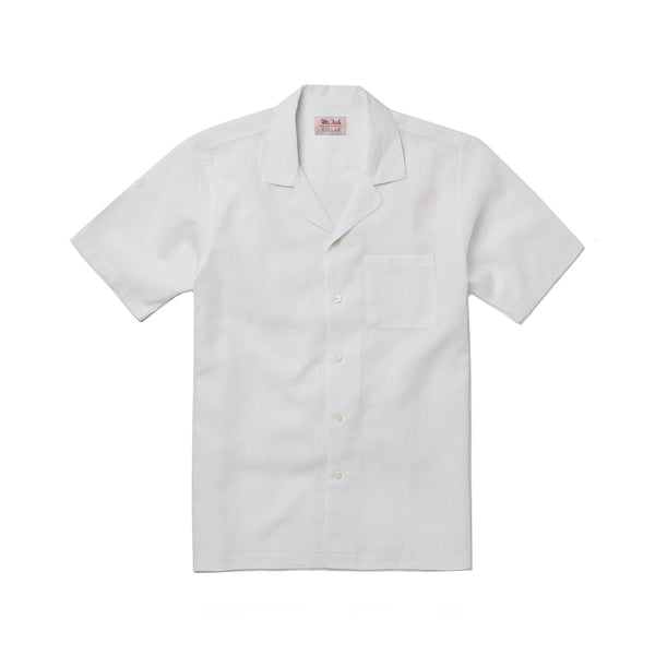 White Linen Camp Collar Shirt