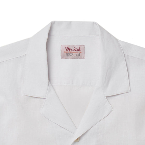 White Linen Camp Collar Shirt