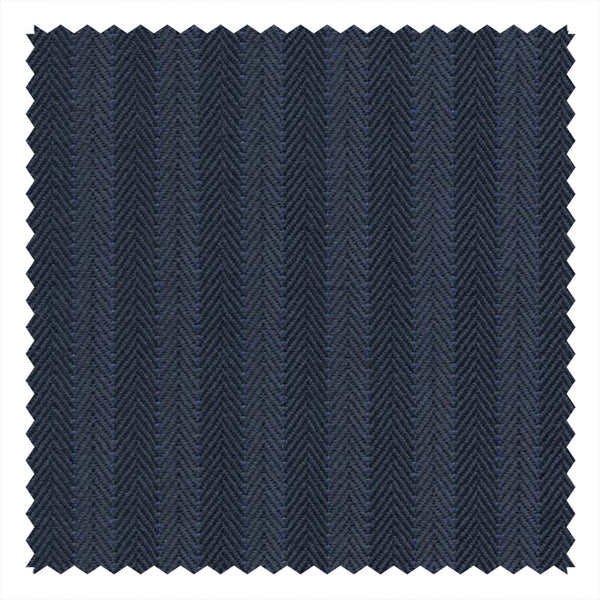 French Blue Herringbone Fancy Self Stripe "Royal Mile 1976" Suiting