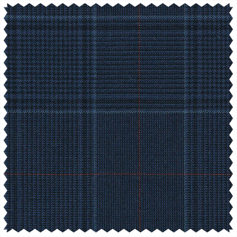 French Navy Mock Glen Check with Red Deco "Gostwyck Lightweight" Suiting