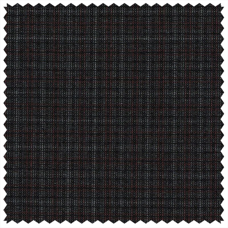 Charcoal/Maroon Micro Grid Check "Gostwyck Lightweight" Suiting