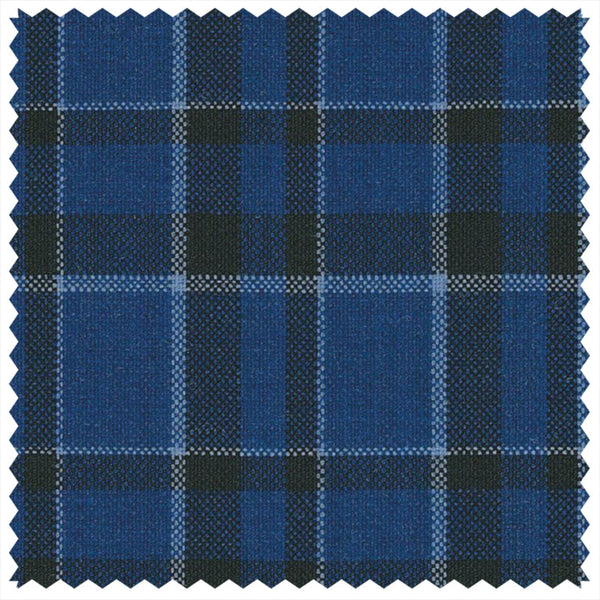 French Blue/Navy Irregular Check (Plaid) "Summer Ascot" Jacketing