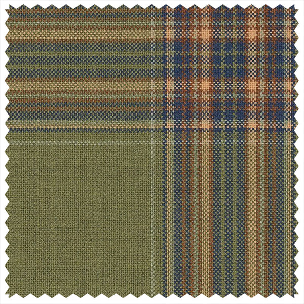 Olive/Burnt Orange Large Tartan Check "Summer Ascot" Jacketing