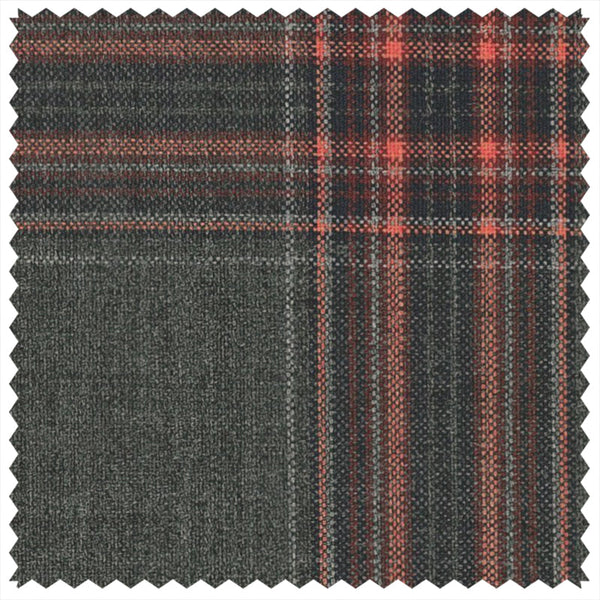 Dark Grey/Coral Large Tartan Check "Summer Ascot" Jacketing