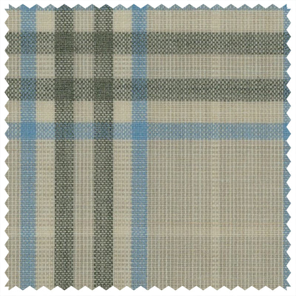 Light Tan/Ice Blue Plaid Check "Summer Ascot" Jacketing