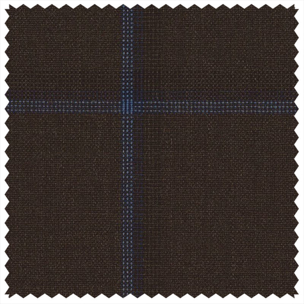 Dark Brown/Blue Unbalanced Windowpane "Summer Ascot" Jacketing