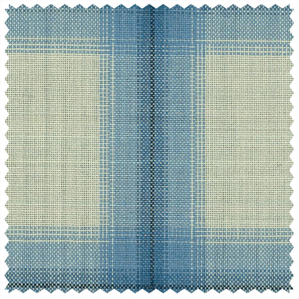 White/Blue Diffused Plaid Check "Summer Ascot" Jacketing