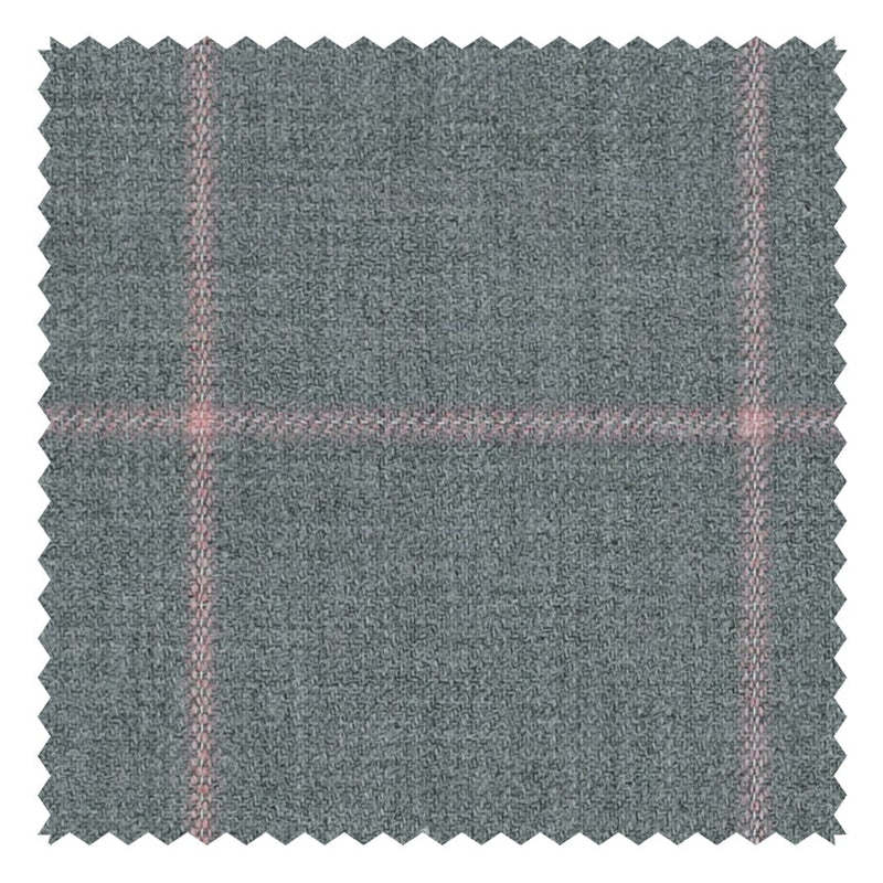 Silver/Pink Guarded Windowpane "Cape Horn" Suiting