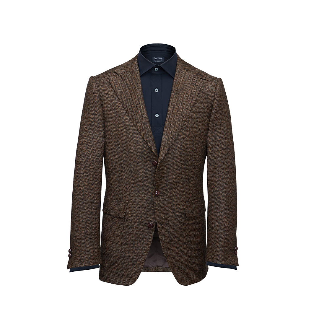Norfolk Jacket R Anthony Sinclair Brown Herringbone Tweed Half Norfolk Jacket – Mason ...