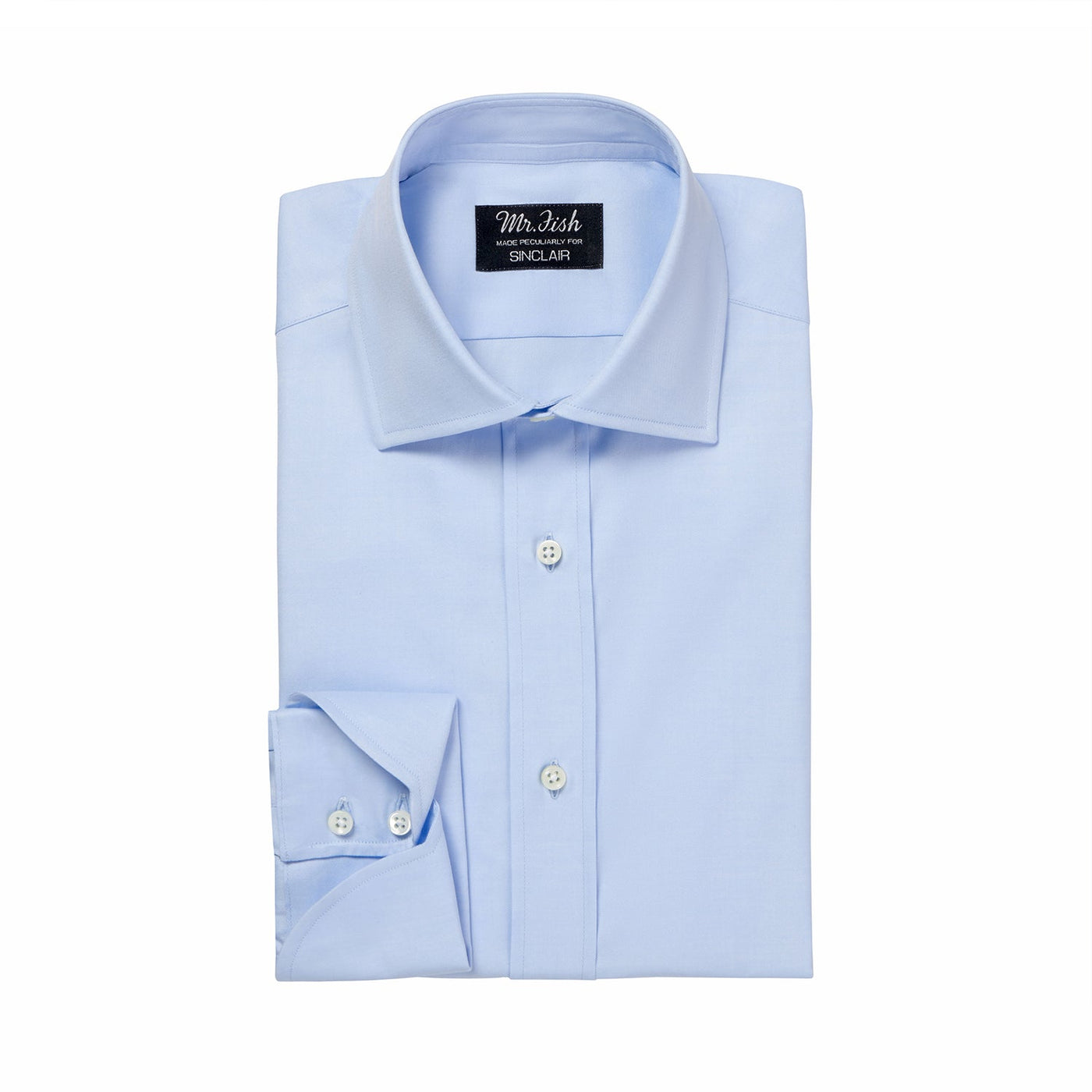 美品 mr.fish anthony sinclair ペールブルーシャツ SkyBlueFineTwillCocktailCuffSh
